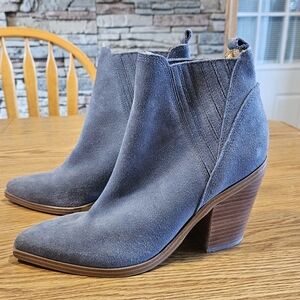 Marc Fisher ML Gadri Gray Leather Ankle Cowboy Boots